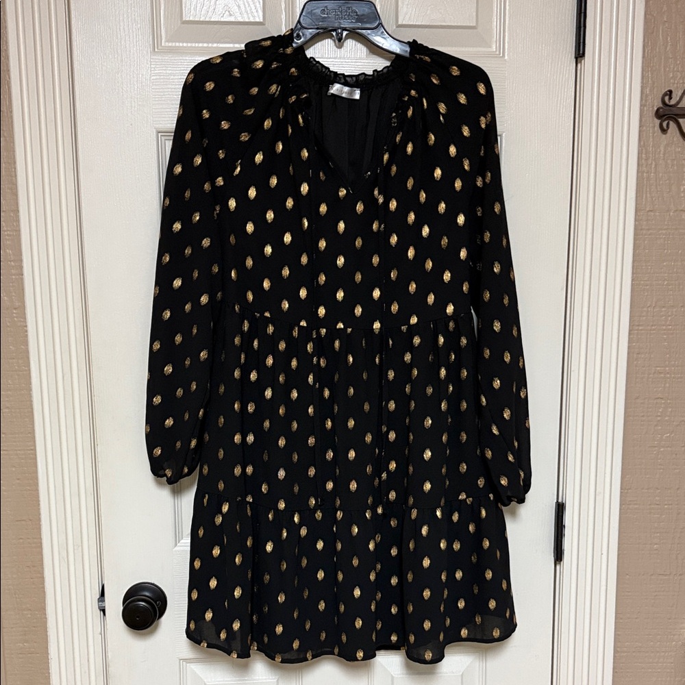 Chic Black Dress with Gold Accents